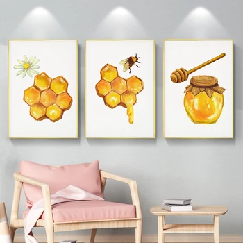 Starinsko Čebele Tiskanja Naravnih Plakat Žuželke Letnik Kitajski Honey Bee Wall Art Platno Slikarstvo Rumen Čebel Diagram Stenski Dekor