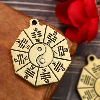 Taoism Medenina Bagua Diagramov Obesek Kitajski Amulet Yin Yang Vedeževanje Čare DIY Izdelavo Pasu Keychain Človek Nakit, Pribor