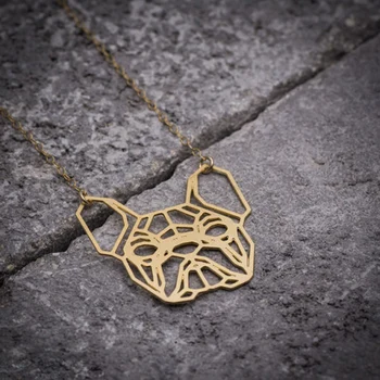 Trendy srčkan živali buldog ogrlica pes obesek za ženske gold silver plated geometrični nakit