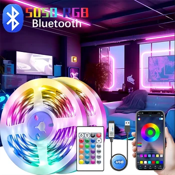 USB LED Trak Svetlobe, Barve RGB 12Led Bluetooth, LED Trakovi Spalnica Dekoracijo 5050 5m 10 m 15m 20m TV LED Osvetlitev ozadja Stranka Soba