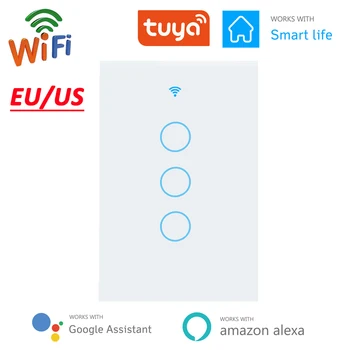 WIFI Smart Stikala za Luč Steno Touch Senzor Preklopite med EU in ZDA 1 2 3 Banda 110V 220V Tuya Pametni Dom APP Daljinski upravljalnik Za Alexa Google