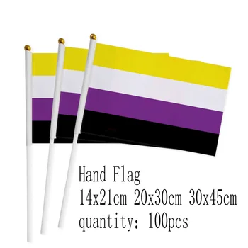 zwjflagshow LGBTQIA strani flag14x21cm 100 kozarcev NAPOTILO Ponos Genderqueer GQ Spolne Identitete NONBINARY Non-Binarna ročna zastava za dekor